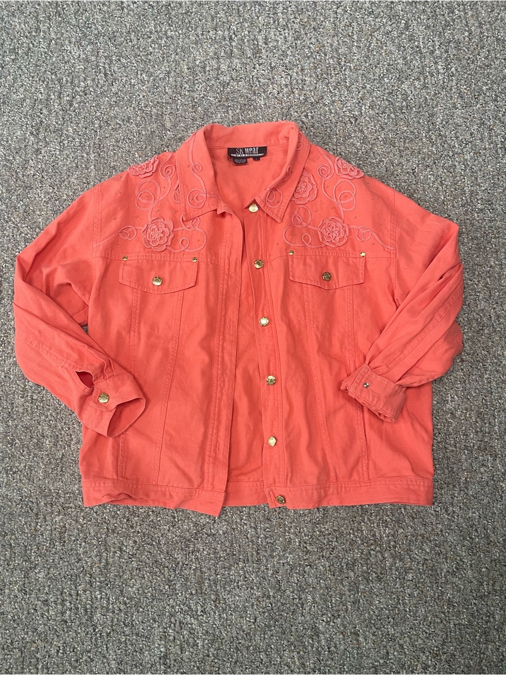 Women's Coral Embroidered Button-Front Jacket